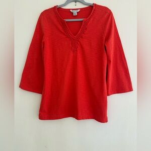 Tommy Bahama 3/4 sleeve coral colored cotton blouse